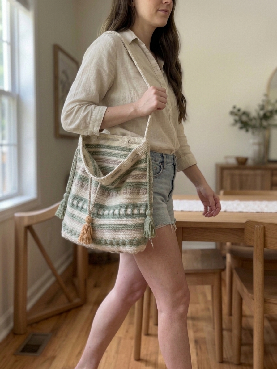 Cedar Trail Drawstring Tote Crochet Pattern