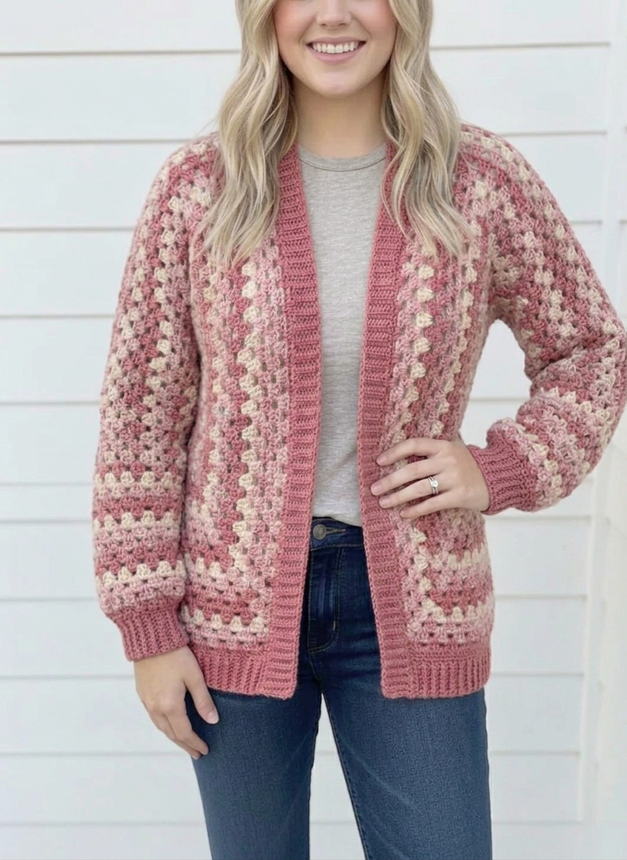Cozy Bloom Hexagon Cardigan Crochet Pattern