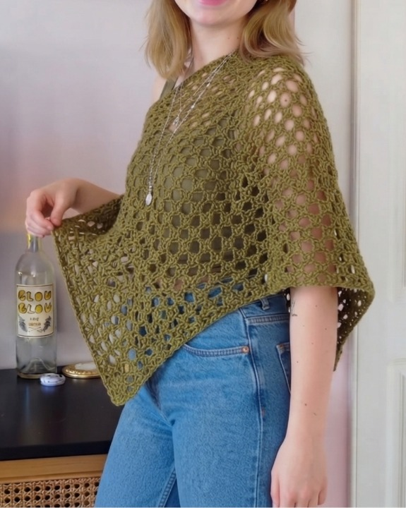 Aurora Openwork Poncho Crochet Pattern