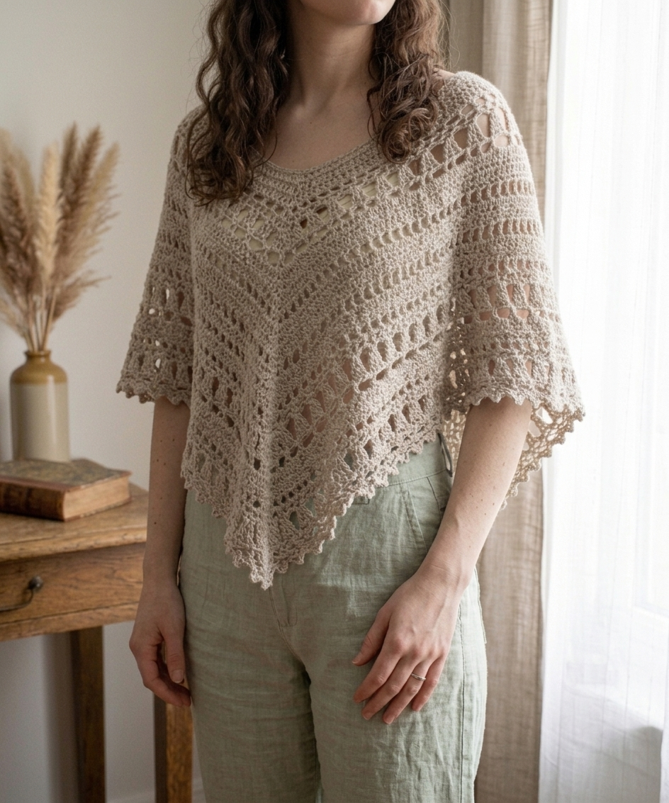 Clover Breeze Lace Poncho Crochet Pattern