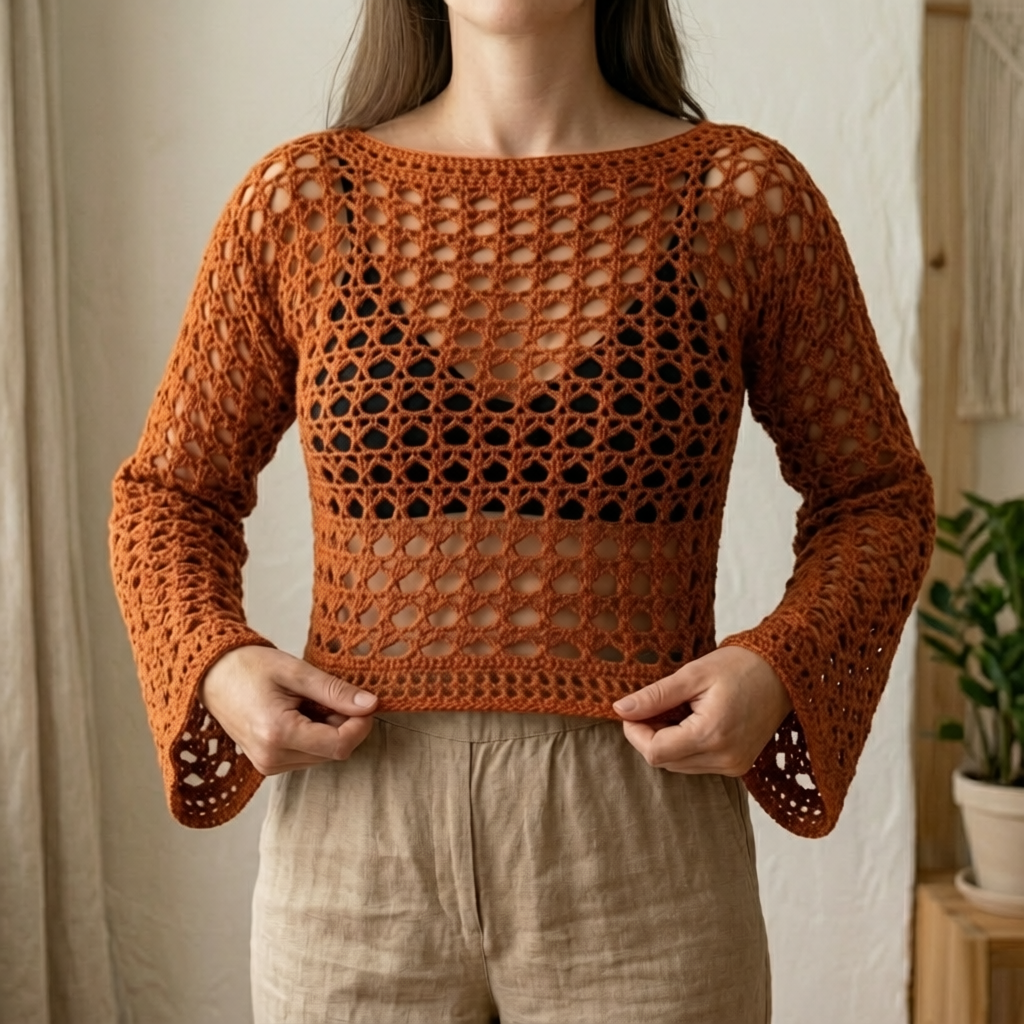 AUTUMN BREEZE Lacy Crochet Top Pattern