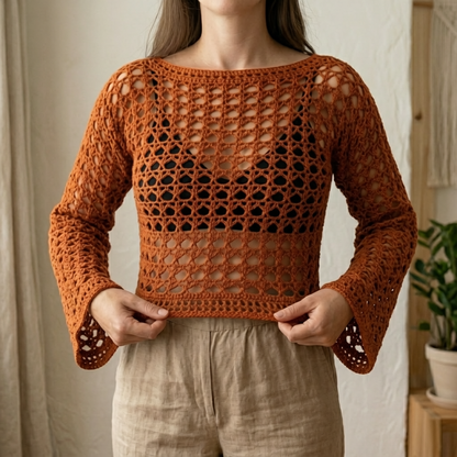 AUTUMN BREEZE Lacy Crochet Top Pattern