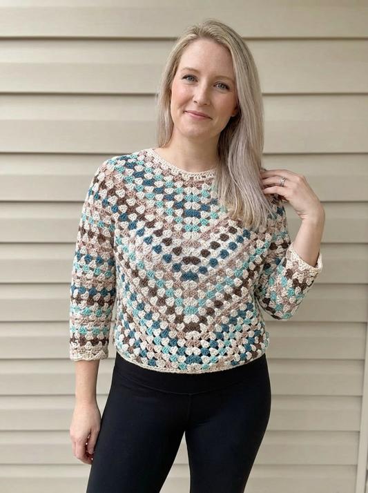 SUNBURST Top-Down Granny Stitch Sweater Crochet Pattern