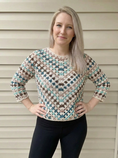 SUNBURST Top-Down Granny Stitch Sweater Crochet Pattern
