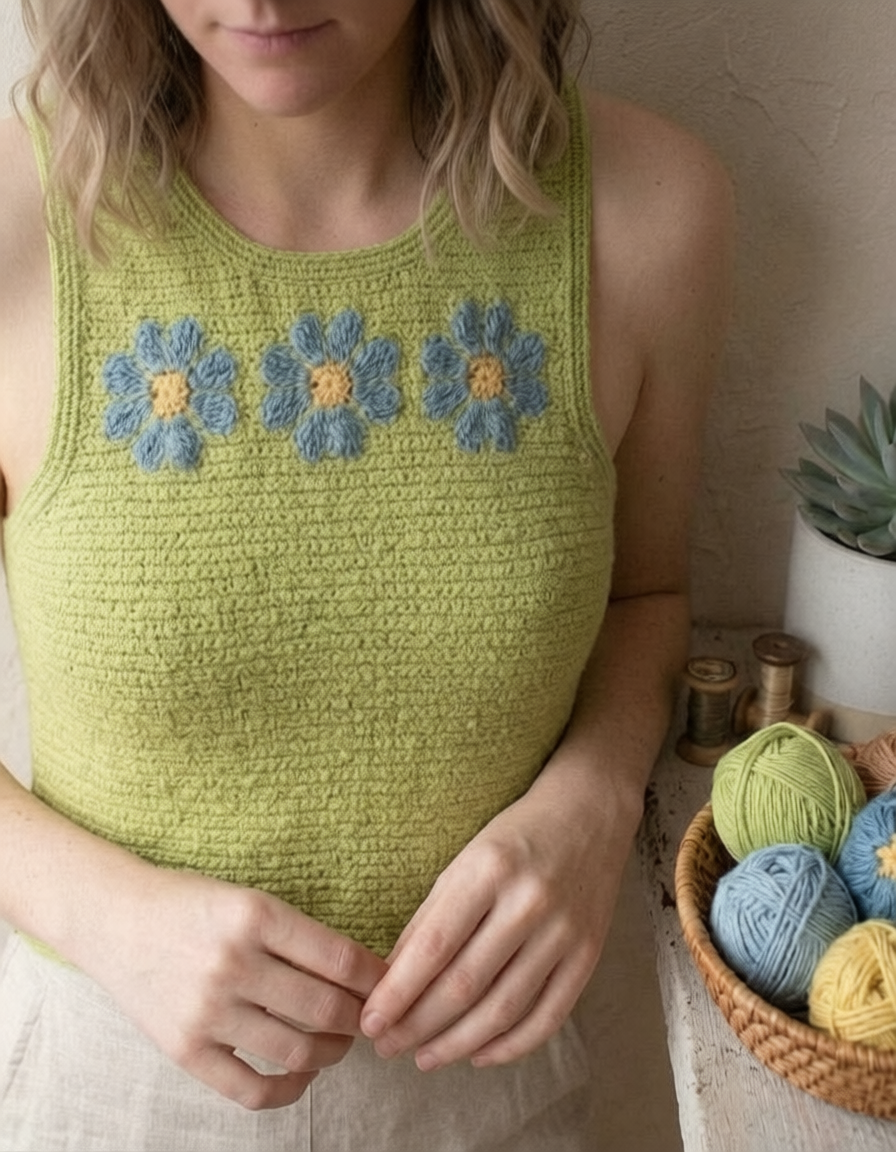 RETRO BLOOM Crochet Flower Top Pattern
