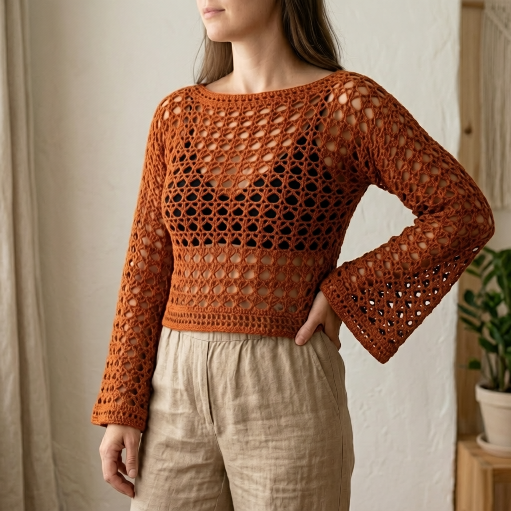 AUTUMN BREEZE Lacy Crochet Top Pattern