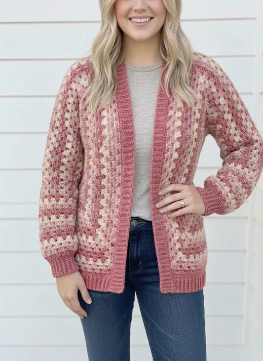Cozy Bloom Hexagon Cardigan Crochet Pattern