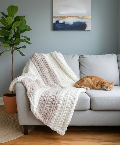 Chunky Color-Block Crochet Blanket Pattern