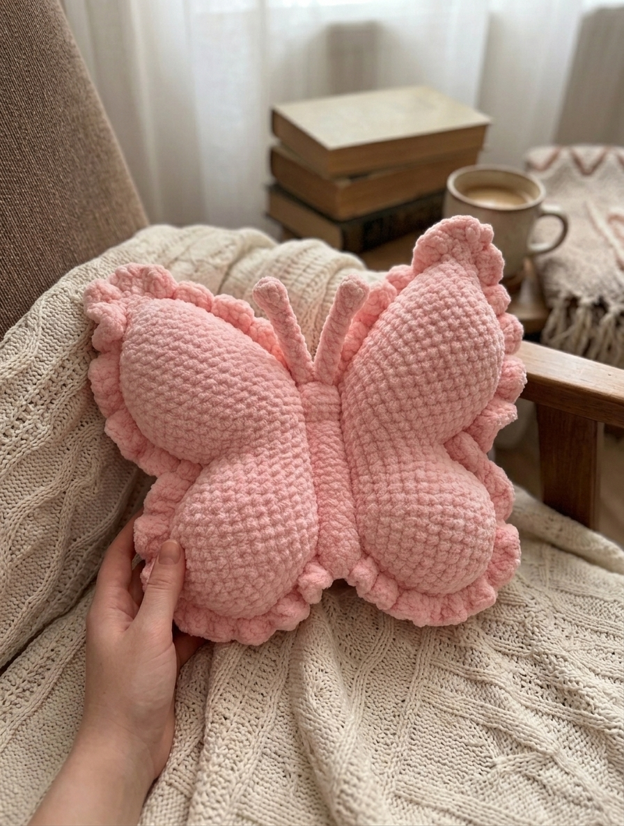 Flutterwing Butterfly Pillow Crochet Pattern PDF
