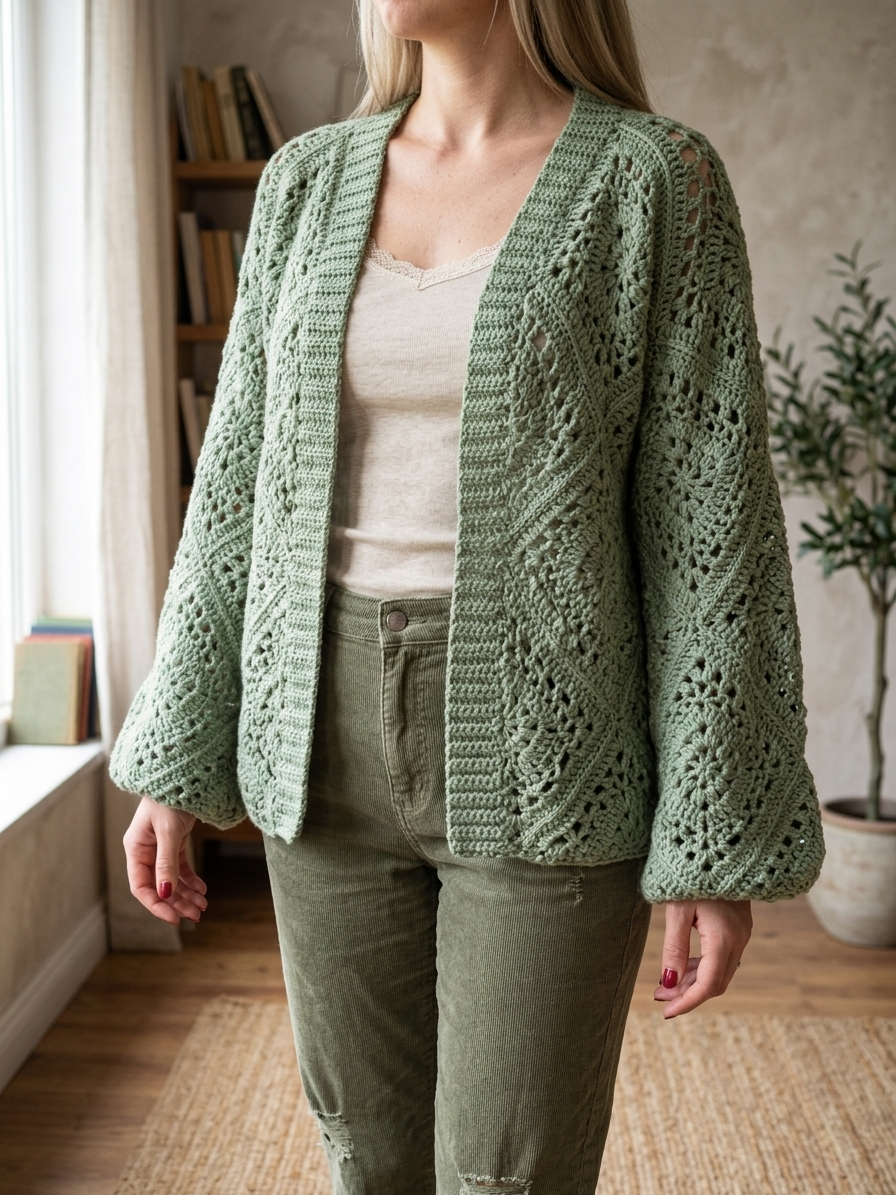 Bloom Square Boho Cardigan Crochet Pattern