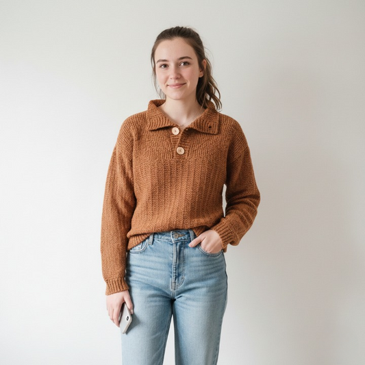 CEDAR Button-Up Crochet Pullover Pattern