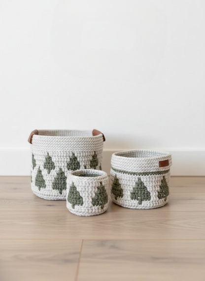 Evergreen Mosaic Basket Set
