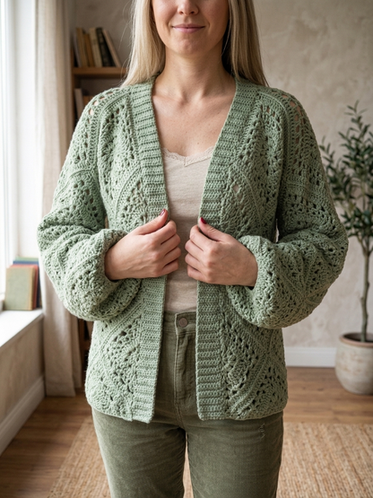 Bloom Square Boho Cardigan Crochet Pattern