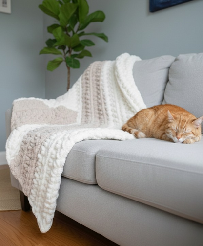 Chunky Color-Block Crochet Blanket Pattern