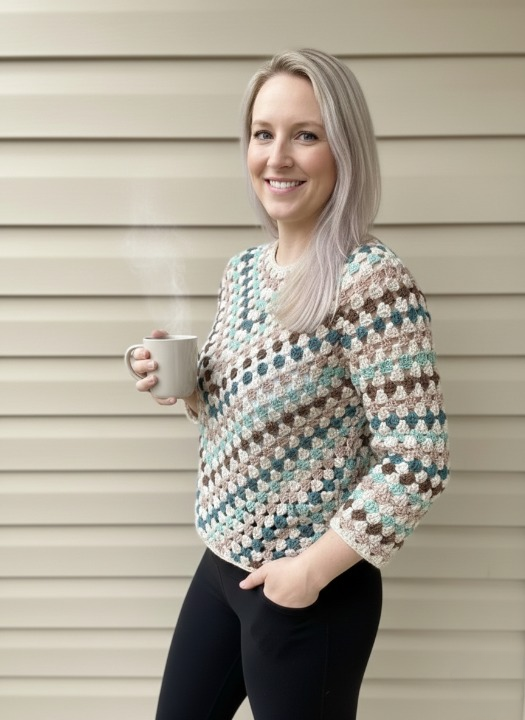 SUNBURST Top-Down Granny Stitch Sweater Crochet Pattern