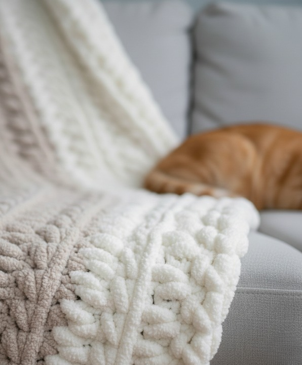 Chunky Color-Block Crochet Blanket Pattern