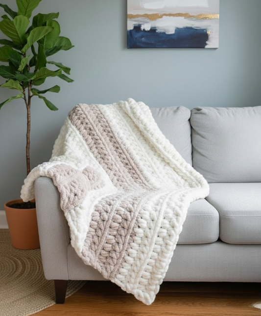 Chunky Color-Block Crochet Blanket Pattern