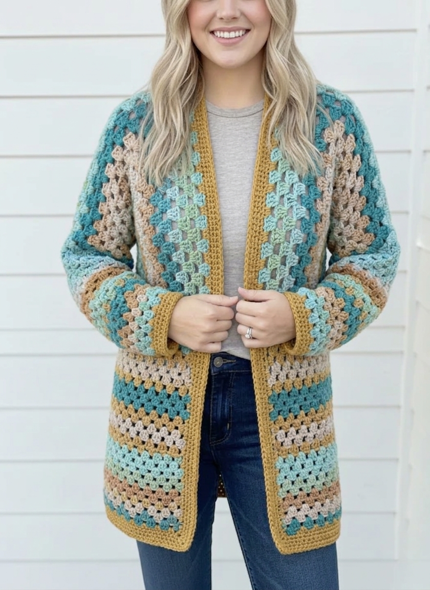 Fireside Hexagon Cardigan Crochet Pattern