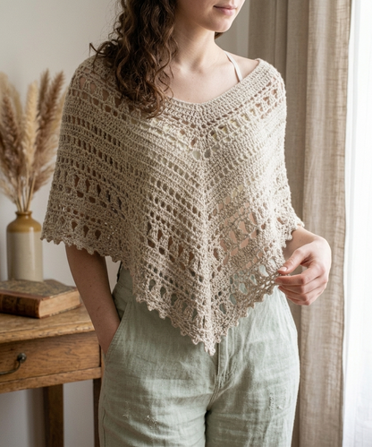 Clover Breeze Lace Poncho Crochet Pattern