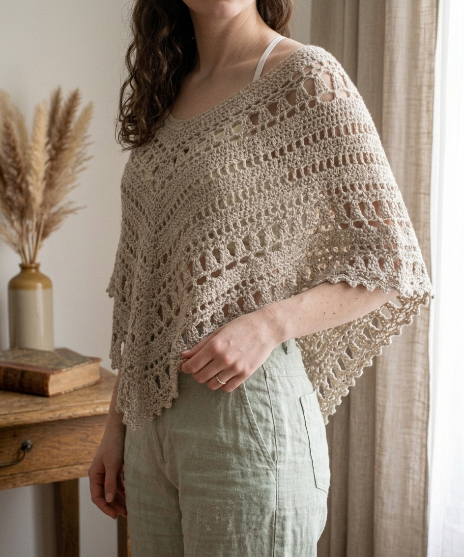 Clover Breeze Lace Poncho Crochet Pattern
