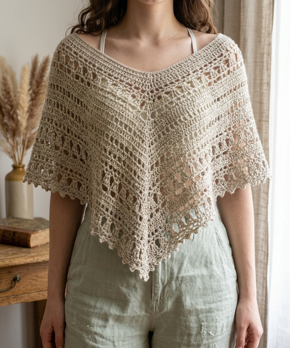 Clover Breeze Lace Poncho Crochet Pattern