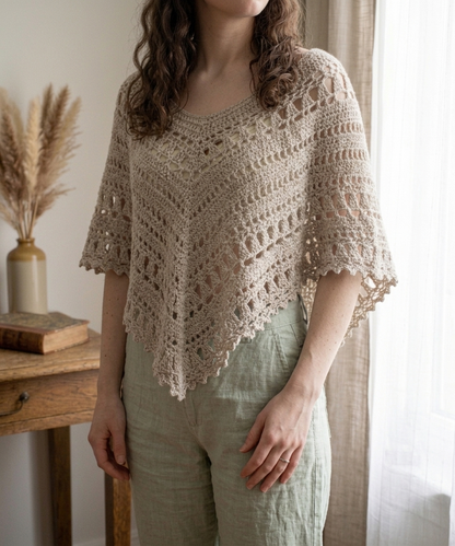Clover Breeze Lace Poncho Crochet Pattern